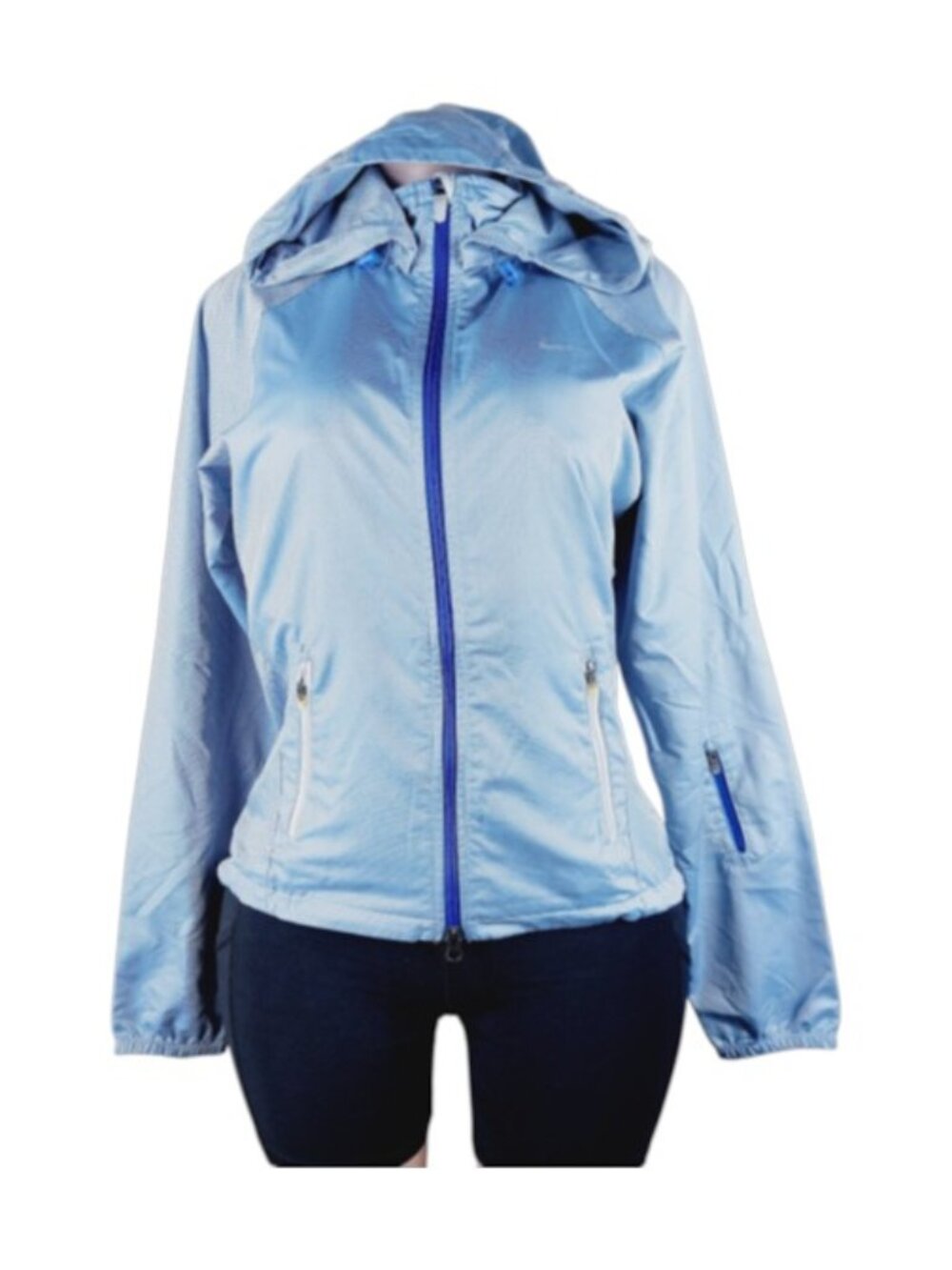 Nike Women's Sea Blue Storm-Fit Subtle Checks Run Windbreaker Jacket Size M